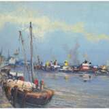 Tippmann (20. Jh.) "Schiffe im Hamburger Hafen", Öl/HF., signiert u.r., 50x70 cm, Rahmen - photo 1