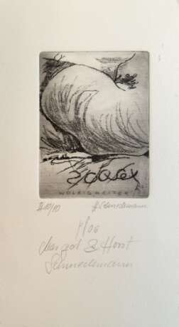 Schmedemann, Horst (1934 Schwerin-2010 Warsow bei Schwerin) "Wolkig-Heiter", Radierung II, 10/10, sign., dat. 2006, 8,5x6,5 cm, ungerahmt - Foto 1