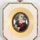 Miniatur "Porträt von Ludwig v. Beethoven", oval, Öl, im achteckigen beinfarbenen Rahmen, ges. 10,3x9,3 cm - Foto 1