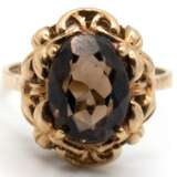 Ring, 333er GG, mit 1 oval facettierten Rauchtopas in durchbrochen gearbeiteter Fassung, Ges.-Gew. 3,89 g, RG 51 - photo 1