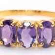 Ring, 10 k/ 416er GG, 5 Amethyste , RG 54, Innendurchmesser 17,2 mm - Prix ​​des enchères