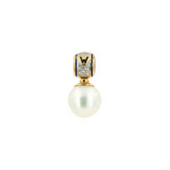 Wellendorff. Pearl-Enamel-Diamond-Pendant