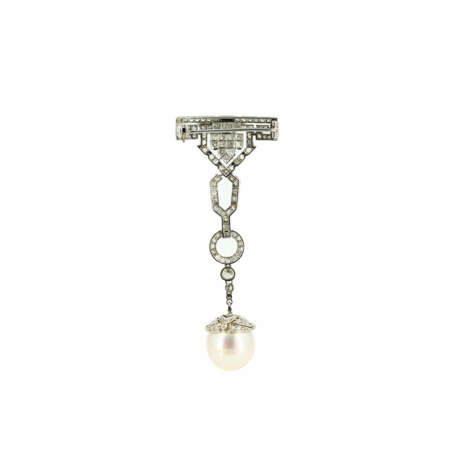 Onyx-Pearl-Diamond-Brooch - photo 2