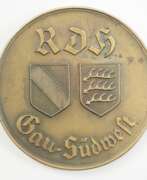 Обзор. 3. Reich: Reichsverband für das Deutsche Hundewesen (RDH) - Gau-Plakette &quot; Für gute Leistung &quot;, Gau Südwest, in Bronze.