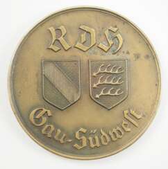 3. Reich: Reichsverband für das Deutsche Hundewesen (RDH) - Gau-Plakette &amp;quot; Für gute Leistung &amp;quot;, Gau Südwest, in Bronze.