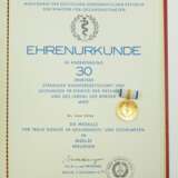 DDR: Medaille für treue Dienste im Gesundheits- und Sozialwesen, in Gold, mit Urkunde für einen Doktor. - фото 1