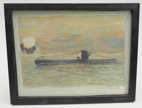 Kriegsmarine: U-Boot Aquarell - 2 Exemplare. - Foto 2