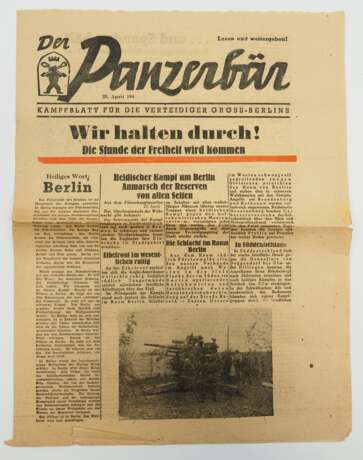 3. Reich: Der Panzerbär - Kampfblatt für die Verteidigung Gross-Berlins. - photo 1