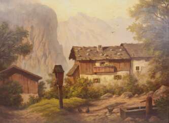 Gutknecht, Anton (1907-1988): Bauerngehöft in den Bergen.