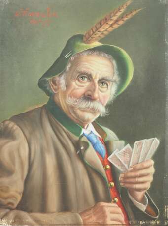 Roessler, Walter (1893-1960): Kartenspieler in bayerischer Tracht / Janker. - photo 1