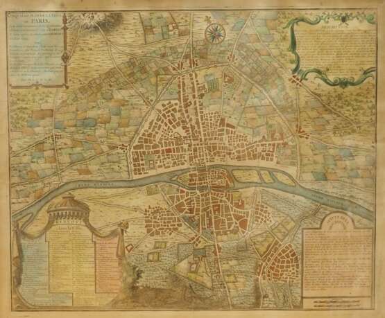 Stadtplan Pairs 1705 - kolorierter Stich. - Foto 1