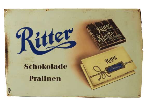 Reklame-Emailleschild: Ritter Sport Schokolade - Pralinen. - Foto 1