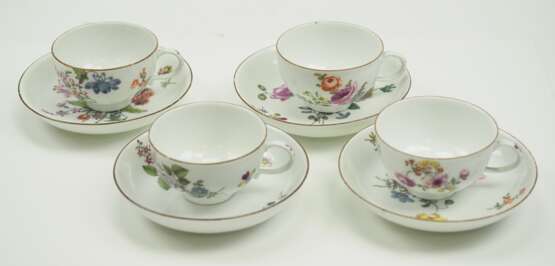 Meissen: Mokka Set für 4 Personen, Blumendekor, um 1850 - 1. Wahl. - Foto 1