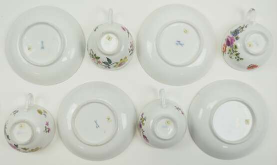 Meissen: Mokka Set für 4 Personen, Blumendekor, um 1850 - 1. Wahl. - Foto 4