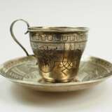 Russland: SILBER Kaffeetasse und Untertasse. - фото 1