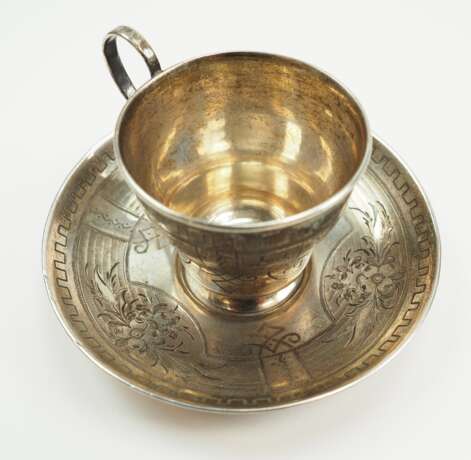 Russland: SILBER Kaffeetasse und Untertasse. - фото 2