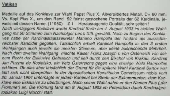 Vatikan: Medaille auf die Konklave zur Wahl Papst Pius X. - photo 3