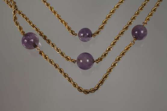 Dreireihige Kordelkette mit Amethysten - photo 2