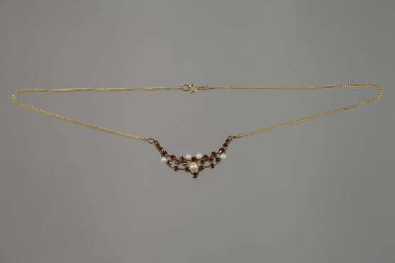 Collier mit Granaten und Perlen - Foto 3