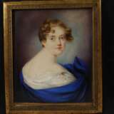 Kleines Biedermeierportrait Dame im blauen Kleid - photo 2