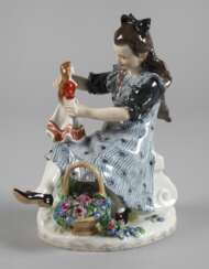 Meissen ”Mädchen mit Puppe und Blumenkorb”