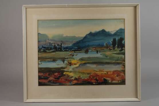 Gerhard Stengel, Bergige Landschaft mit Seen - Foto 2