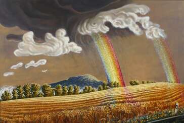 Werner Franz, &quot;Grumbach – Ortsausgang mit Regenbogen&quot;