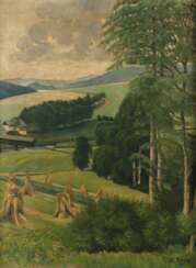 Eugen Hönig, Sommerlandschaft mit Strohpuppen