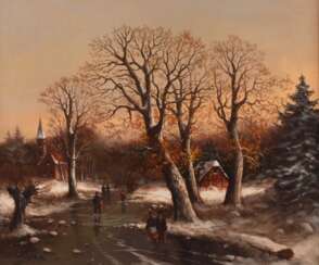 Helmut Kips, Winterlandschaft im Abendrot