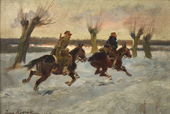 Jerzy Kossak, attr., Zwei Reiter in Winterlandschaft - photo 1