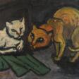 Expressionist des frühen 20. Jh., Zwei Katzen - Maintenant aux enchères