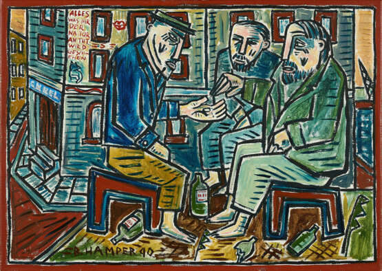 Billy Childish. Untitled (Three Men Sitting) - photo 1