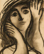 Charcoal. Baltasar Lobo. Jeune fille de coiffante