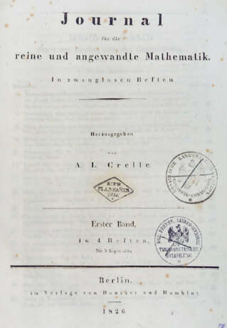 Journal für die reine und angewandte Mathematik. - photo 1