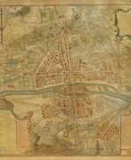 Product catalog. Stadtplan Paris 1705 - kolorierter Stich.