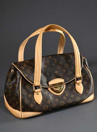 Louis Vuitton Schultertasche "Beverly GM" in Monogram Canvas, zwei Schultergriffe und Besatz in hellem Rindsleder, goldfarbene Hardware und Verschluss, innen helles Velourleder und zwei Fächer, außen großes Ein… - фото 1