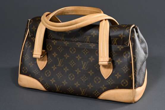 Louis Vuitton Schultertasche "Beverly GM" in Monogram Canvas, zwei Schultergriffe und Besatz in hellem Rindsleder, goldfarbene Hardware und Verschluss, innen helles Velourleder und zwei Fächer, außen großes Ein… - фото 3