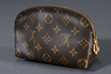 Louis Vuitton &quot;Cosmetic Pouch PM&quot; in Monogram Canvas mit abwaschbarem Textil Innenfutter, goldfarbenen Beschlägen und Reißverschluss, 12x19x6cm, leichte Gebrauchsspuren