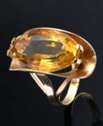 Produktkatalog. Roségold 585 Ring mit Citrin (ca. 13,4ct), um 1960, 8,7g, Gr. 56