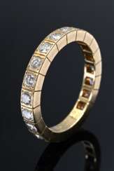 Feiner Gelbgold 750 Cartier „Lanières“ Memory Ring mit Brillanten (zus. ca. 0.90ct/VSI/TW), sign. und num., 4,4g, Gr. 56, Tragespuren