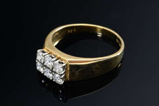 Gelbgold 750 Ring mit 2 Reihen Brillanten (zus. ca. 0.76ct/VS/TW), 6g, Gr.63 - photo 2