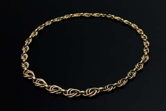 Gelbgold 585 Collier aus verschlungenen Ringelementen, um 1930, 40g, L. 46cm, B. 5,8-11,1mm - photo 1