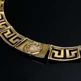 Gelbgold 585 Collier mit gesägten Mäanderelementen und Münze im antiken Stil, 42g, L. 45cm - Foto 3