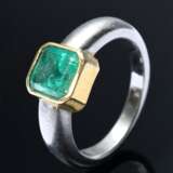 Handgefertigter Platin 950 Ring mit Smaragd (ca. 1.60ct) in Gelbgold 750 Fassung, 10,3g, Gr. 55, Tragespuren - Foto 1