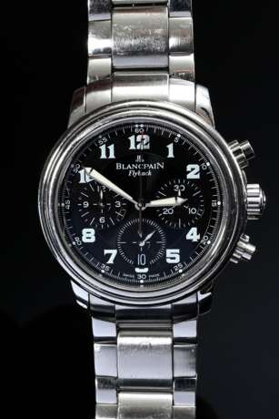 Blancpain "Lémans Fly-Back" Chronograph Stahl Herrenarmbanduhr, Automatic, schwarzes Zifferblatt, Doppelfaltschließe, 3 Ersatzglieder, Ø 38mm, mit Original Box, Karton und Papieren von 2002, Tragespuren, gangba… - photo 5