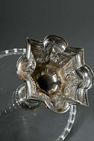 Spätbiedermeier Aufsatz mit Silber Fuß und schlichter Glas Tazza, Silber 13 Lot, 92g (ohne Glas), H. 12,5cm, Ø 18cm - photo 3