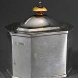 Englische Zuckerdose in oktogonaler Form mit gewölbtem Deckel und Bein Knauf, MZ: George Nathan & Ridley Hayes, Chester 1913, Silber 925, 217g H. 11,2cm - photo 2