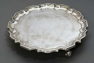 Englischer Salver, MZ: Goldsmiths &amp; Silversmiths Co Ltd, London 1906, Silber 925, 475g, H. 3cm, Ø 21cm