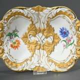 Meissen Prunkschale "Deutsche Blume" mit mattiertem Goldrelief, Modellnr.: B185, 1971, 20,3x31cm, min. best. - Foto 1