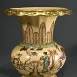 Rosenthal Vase mit Chinoiserie Dekor und Goldrand, Entw. Philipp Rosenthal 1929, H. 23,5cm, Ø 24cm, berieben - photo 1